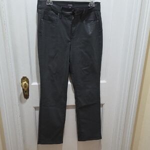 NYDJ Women's Charcoal Straight Leg coated Jeans